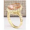 Image 3 : 8.79 CTW Natural Morganite And Diamond Ring In 18K Solid Yellow Gold