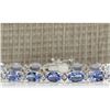 Image 1 : 11.35 CTW Natural Tanzanite And Dimond Bracelet In 18K Solid White Gold