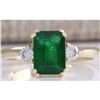 Image 1 : 1.94 CTW Natural Emerald And Diamond Ring 14K Solid Yellow Gold