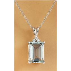 3.43 CTW Aquamarine 18K White Gold Diamond Necklace