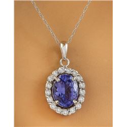 2.00 CTW Tanzanite 18K White Gold Diamond Necklace