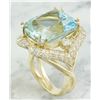 Image 3 : 16.40 CTW Aquamarine 18K Yellow Gold Diamond Ring