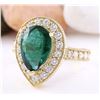 Image 2 : 5.70 CTW Natural Emerald 18K Solid Yellow Gold Diamond Ring