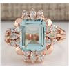 Image 1 : 2.83 CTW Natural Blue Aquamarine Diamond Ring 14K Solid Rose Gold