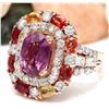 Image 2 : 10.23 CTW Natural Sapphire 14K Solid Rose Gold Diamond Ring