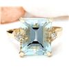 Image 1 : 5.16 CTW Natural Aquamarine 14K Solid Yellow Gold Diamond Ring