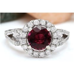 2.40 CTW Natural Tourmaline 14K Solid White Gold Diamond Ring