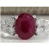 Image 1 : 2.90 CTW Natural Red Ruby And Diamond Ring 18K Solid White Gold
