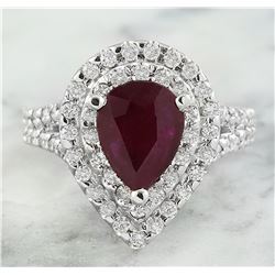3.30 CTW Ruby 18K White Gold Diamond Ring