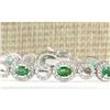 Image 1 : 6.98 CTW Natural Emerald And Diamond Bracelet In 14K White Gold