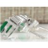 Image 2 : 1.19 CTW Natural Emerald And Diamond Earrings 18K Solid White Gold