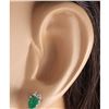 Image 3 : 1.19 CTW Natural Emerald And Diamond Earrings 18K Solid White Gold