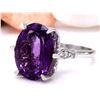 Image 2 : 8.64 CTW Natural Amethyst 18K Solid White Gold Diamond Ring