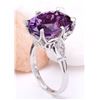 Image 4 : 8.64 CTW Natural Amethyst 18K Solid White Gold Diamond Ring