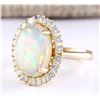 Image 2 : 4.77 CTW Natural Opal And Diamond Ring In 14k Yellow Gold