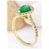 Image 4 : 1.50 CTW Natural Emerald 14K Solid Yellow Gold Diamond Ring