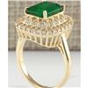 Image 3 : 3.11CTW Natural Emerald And Diamond Ring In14K Solid Yellow Gold