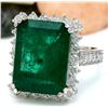 Image 2 : 11.13 CTW Natural Emerald 14K Solid White Gold Diamond Ring