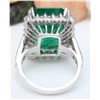 Image 4 : 11.13 CTW Natural Emerald 14K Solid White Gold Diamond Ring