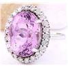 Image 2 : 15.02 CTW Natural Kunzite 14K Solid White Gold Diamond Ring