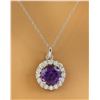 Image 1 : 1.82 CTW Amethyst 14K White Gold Diamond Necklace