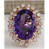 Image 1 : 13.19 CTW Natural Amethyst And Diamond Ring In 18K Solid Rose Gold