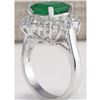 Image 3 : 3.49 CTW Natural Emerald And Diamond Ring 18K Solid White Gold