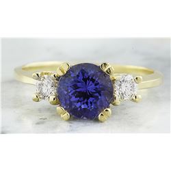 1.93 CTW Tanzanite 18K Yellow Gold Diamond Ring