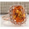 Image 2 : 6.39 CTW Natural Madeira Citrine And Diamond Ring 18K Solid Rose Gold