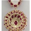 Image 2 : 58.96 CTW Natural Ruby And Diamond Necklace In 14K Yellow Gold