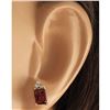 Image 3 : 2.66 CTW Natural Garnet And Diamond Earrings 18K Solid Yellow Gold