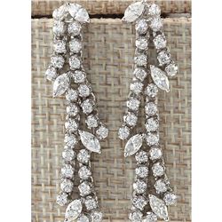 4.10CTW Natural Diamond Earrings 14K Solid White Gold