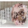 Image 2 : 5.30 CTW Natural Morganite And Diamond Ring 18K Solid White Gold