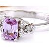 Image 2 : 1.00 CTW Natural Sapphire 18K Solid White Gold Diamond Ring