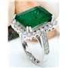 Image 3 : 11.13 CTW Natural Emerald 18K Solid White Gold Diamond Ring