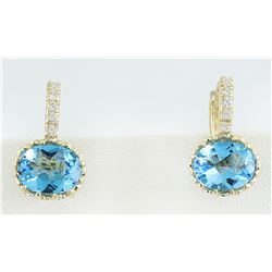 4.40 CTW Topaz 14K Yellow Gold Diamond earrings