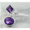 Image 2 : 1.82 CTW Amethyst 18K White Gold Diamond Ring