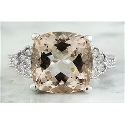 7.85 CTW Morganite 14K White Gold Diamond Ring
