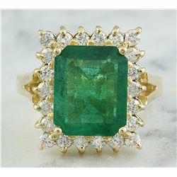 5.16 CTW Emerald 14K Yellow Gold Diamond Ring