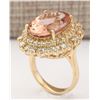 Image 3 : 13.70 CTW Natural Morganite And Diamond Ring In 14k Solid Yellow Gold