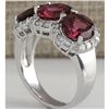 Image 3 : 6.48 CTW Natural Pink Tourmaline And Diamond Ring 14K Solid White Gold