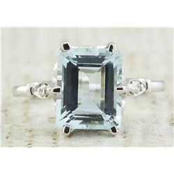 2.60 CTW Aquamarine 14K White Gold Diamond Ring