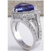 Image 3 : 7.72 CTW Natural Blue Tanzanite And Diamond Ring 18K Solid White Gold