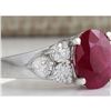 Image 2 : 2.90 CTW Natural Red Ruby And Diamond Ring 14K Solid White Gold