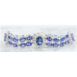 25.20 CTW Tanzanite 14K white Gold Diamond Bracelet