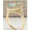Image 3 : 3.81 CTW Natural Aquamarine And Diamond Ring In 18K Yellow Gold