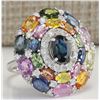 Image 2 : 10.83CTW Natural Ceylon Sapphire And Diamond Ring In18K Solid White Gold