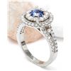 Image 4 : 2.10 CTW Natural Sapphire 18K Solid White Gold Diamond Ring