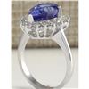 Image 3 : 5.26 CTW Natural Tanzanite And Diamond Ring 14K Solid White Gold