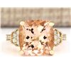 Image 1 : 8.11 CTW Natural Morganite And Diamond Ring In 14k Yellow Gold